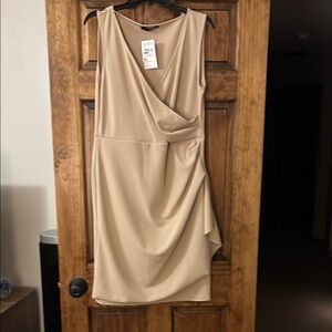 NWT Elegant Tan Sleeveless Dress